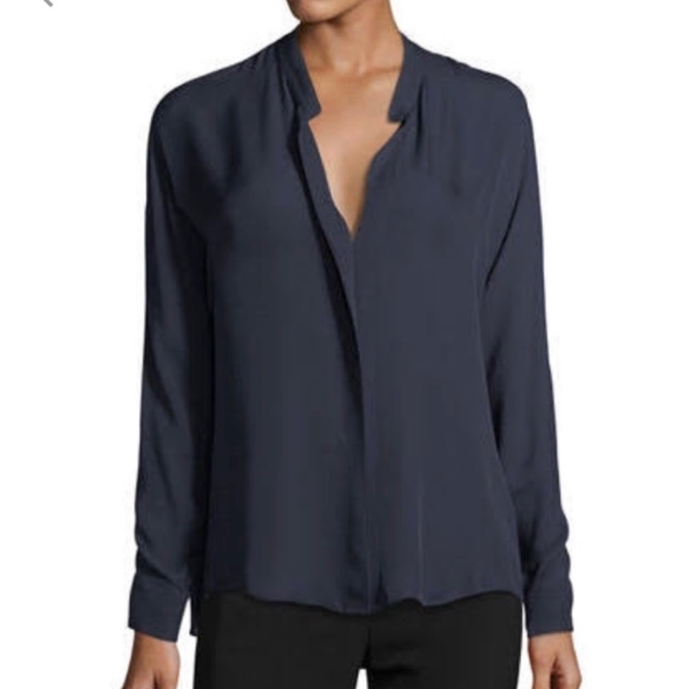 Vince Navy 100% Silk Blouse